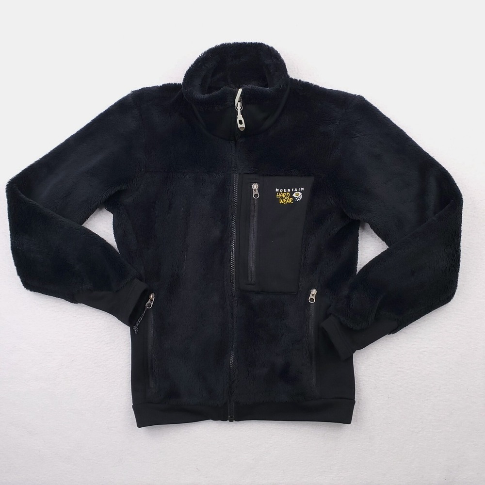 Mountain Hardwear Jacket Womens Small Black Monkey Fleece Low Pile Fuzzy Soft